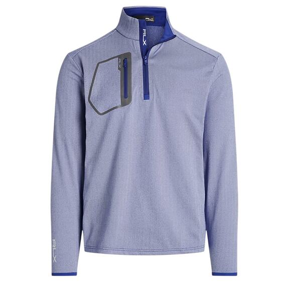 RLX Ralph Lauren Blue Classic Fit Jersey Performance Pullover 1/4 Zip Men XL NWT - Picture 1 of 6